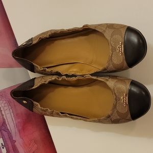 Coach Camilla Signature Logo Ballet Flats Shoes Brown 10 Good Used Condition